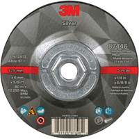 Quick Change Silver Depressed Centre Grinding Wheel 87446, 5" x 1/4", 5/8"-11 Arbor, Type 27, Ceramic Mukwa Safety Services