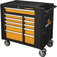 Powered Tool Cart, 11 Drawers, 42-1/2" W x 24-7/16" D x 41" H, Black/Orange Mukwa Safety Services