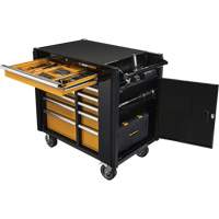 Powered Tool Cart, 11 Drawers, 42-1/2" W x 24-7/16" D x 41" H, Black/Orange Mukwa Safety Services
