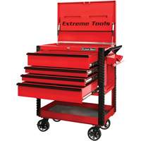 EX Deluxe Series Tool Cart, 4 Drawers, 22-7/8" L x 33" W x 44-1/4" H, Red Mukwa Safety Services