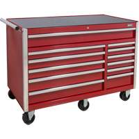 Industrial Tool Cart, 12 Drawers, 56" W x 24-1/2" D x 38-1/8" H, Red Mukwa Safety Services