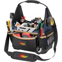 Molded Base Electrical/HVAC Tool Carrier, Ballistic Polyester, 20 Pockets, Black/Blue Mukwa Safety Services