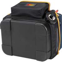 Molded Base Electrical/HVAC Tool Carrier, Ballistic Polyester, 20 Pockets, Black/Blue Mukwa Safety Services