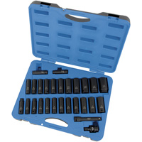 Jeu de douilles SAE/m&eacute;triques PS2712DC, 27 Mcx, Chocs, Prise de 1/2", Profond Mukwa Safety Services
