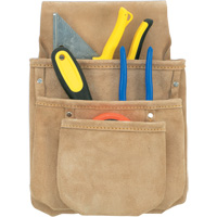 Drywall Tool Pouch, Multiple Tool Holder, Leather, 3 Pockets Mukwa Safety Services