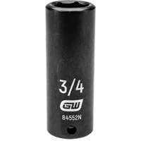 SAE Socket, Impact, 3/4", 1/2" Drive, 6 Points, Deep Mukwa Safety Services