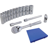 Jeu de douilles et accessoires, 15 Mcx, Prise de 3/8", Profond Mukwa Safety Services