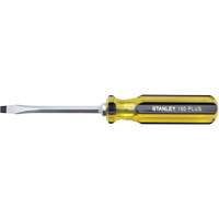100 PLUS&reg; Standard Slotted Tip Screwdriver, 1/4" Tip, Square, 8-3/16" L, Plastic Handle Mukwa Safety Services