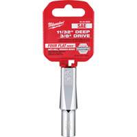 SAE Socket with Four Flat Sides, 11/32", 3/8" Drive, 6 Points, Deep Mukwa Safety Services