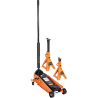 Service Jack with 4-Ton Vehicle Stands, 3.5 Ton(s) Capacity, 5-1/8" Lowered, 21" Raised, Manual Hydraulic Mukwa Safety Services