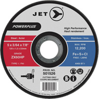 ZX46HP PowerPlus Cut-Off Wheel, 7" x 1/16", 7/8" Arbor, Type 1, 8500 RPM Mukwa Safety Services