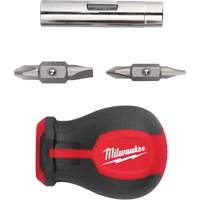 6-in-1 Stubby Multi-Bit Screwdriver, 3" L, Cushion Grip Handle Mukwa Safety Services