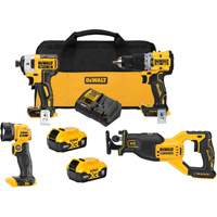 Ensemble de quatre outils combin&eacute;s sans fil et sans balai XR, Lithium-ion, 20 V Mukwa Safety Services