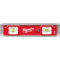 Torpedo Level with Lighted Vials, 9" L, Aluminum, 2 Vials, Magnetic Mukwa Safety Services