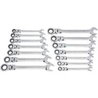 72-Tooth 12 Point Wrench Set, Flex Head/Ratcheting Combination, 14 Pieces, Imperial and Metric Mukwa Safety Services
