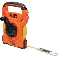 Open Reel Tape Measure with Single Hook & Carabiner, 1/2" x 100', 1/10" Graduations Mukwa Safety Services
