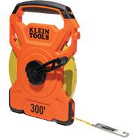 Open Reel Tape Measure with Single Hook and Carabiner, 1/2" x 300', 1/10" Graduations Mukwa Safety Services