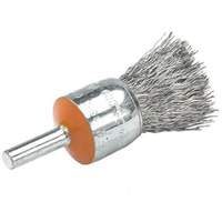 Mounted End Brush with Crimped Wires, 1/2", 0.01" Fill, 1/4" Shank Mukwa Safety Services