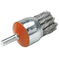 Mounted Knot-Twisted Wire Brush, 1-1/8" Dia., 0.02" Wire Dia., 1/4" Shank Mukwa Safety Services