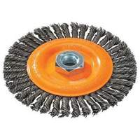 Brosse &agrave; fils nou&eacute;s pour cordons de soudure, Dia. 4", Fils 0,02", Arbre 5/8"-11, Acier Mukwa Safety Services