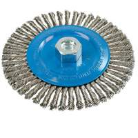 Brosse &agrave; fils &eacute;troits nou&eacute;s et torsad&eacute;s, Dia. 6", Fils 0,02", Arbre 5/8"-11, Aluminium/Acier inoxydable Mukwa Safety Services
