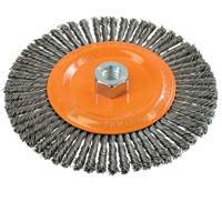 Stringer Bead Knotted Wire Brush, 6-7/8" Dia., 0.02" Fill, 5/8"-11 Arbor, Steel Mukwa Safety Services