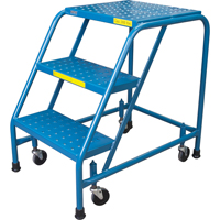 Rolling Step Ladder, 3 Steps, 18" Step Width, 28" Platform Height, Steel Mukwa Safety Services