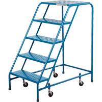 Rolling Step Ladder, 5 Steps, 18" Step Width, 46" Platform Height, Steel Mukwa Safety Services