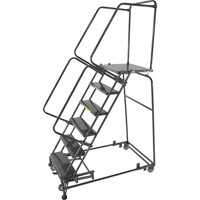 &eacute;chelles roulantes avec pied verrouillable activ&eacute; par le poids, 5 marches, Largeur de la marche 24", Hauteur de la plateforme 50", Acier Mukwa Safety Services