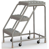 Rolling Ladder, 3 Steps, 16" Step Width, 30" Platform Height, Aluminum Mukwa Safety Services