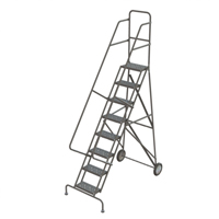 &eacute;chelles roulantes en acier, 8 marches, Largeur de la marche 16", Hauteur de la plateforme 80", Acier Mukwa Safety Services