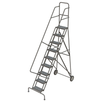 &eacute;chelles roulantes en acier, 9 marches, Largeur de la marche 16", Hauteur de la plateforme 90", Acier Mukwa Safety Services