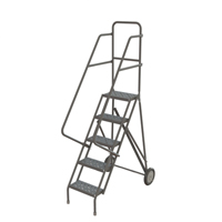 Rolling Ladder, 5 Steps, Serrated, 50" High Mukwa Safety Services