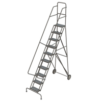 Rolling Ladder, 10 Steps, Serrated, 106" High Mukwa Safety Services