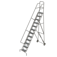 Rolling Ladder, 12 Steps, Serrated, 126" High Mukwa Safety Services