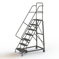 Heavy Duty Rolling Ladder, 7 Steps, 24" Step Width, 70" Platform Height, Steel Mukwa Safety Services