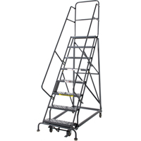 Heavy Duty Rolling Ladder, 8 Steps, 24" Step Width, 80" Platform Height, Steel Mukwa Safety Services