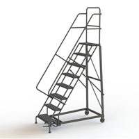 Heavy Duty Rolling Ladder, 8 Steps, 24" Step Width, 80" Platform Height, Steel Mukwa Safety Services