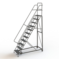 Heavy Duty Rolling Ladder, 11 Steps, 24" Step Width, 110" Platform Height, Steel Mukwa Safety Services