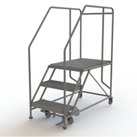 Mobile Work Platform, Steel, 3 Steps, 30" H, 35" D, 24" Step, Serrated Mukwa Safety Services