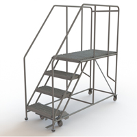 Mobile Work Platform, Steel, 4 Steps, 40" H, 47" D, 24" Step, Serrated Mukwa Safety Services