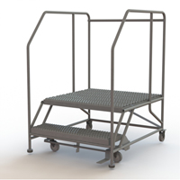 Mobile Work Platform, Steel, 2 Steps, 20" H, 36" D, 36" Step, Serrated Mukwa Safety Services