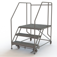 Mobile Work Platform, Steel, 3 Steps, 30" H, 36" D, 36" Step, Serrated Mukwa Safety Services