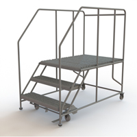 Mobile Work Platform, Steel, 3 Steps, 30" H, 48" D, 36" Step, Serrated Mukwa Safety Services