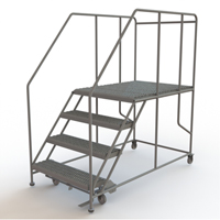 Mobile Work Platform, Steel, 4 Steps, 40" H, 48" D, 36" Step, Serrated Mukwa Safety Services