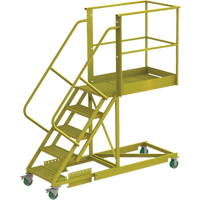 Cantilever Rolling Ladder, Supported, 5 Steps, 40" Platform Depth, 50" Platform Height Mukwa Safety Services