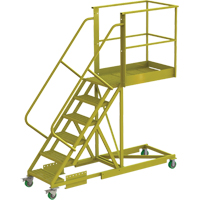 Cantilever Rolling Ladder, Supported, 6 Steps, 40" Platform Depth, 60" Platform Height Mukwa Safety Services