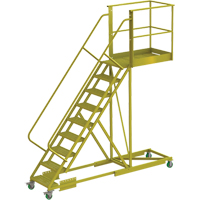 Cantilever Rolling Ladder, Supported, 9 Steps, 40" Platform Depth, 90" Platform Height Mukwa Safety Services