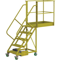 Cantilever Rolling Ladder, Unsupported, 5 Steps, 40" Platform Depth, 50" Platform Height Mukwa Safety Services
