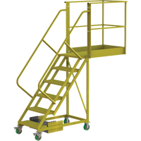 Cantilever Rolling Ladder, Unsupported, 6 Steps, 40" Platform Depth, 60" Platform Height Mukwa Safety Services